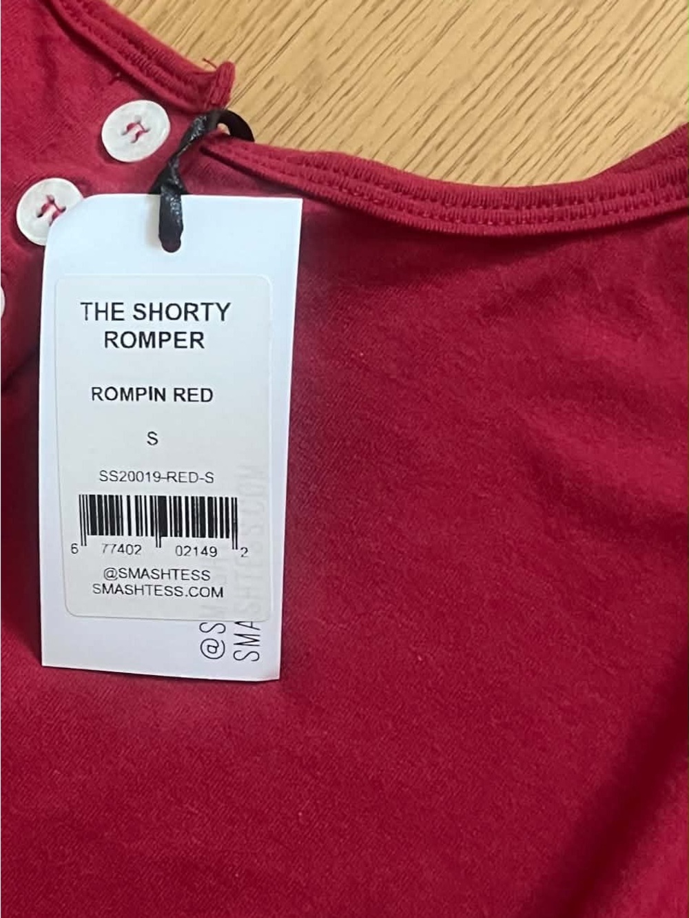 Smash + Tess Crimson Tank Romper with Button Front - Picture 5 of 6